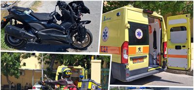 Τροχαίο στον Επαρχιακό: Σφοδρή σύγκρουση αυτοκινήτου με μηχανή 