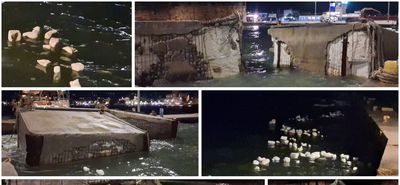 Η κακοκαιρία διέλυσε τα μπλόκια στο λιμάνι της Κω – Γέμισε η θάλασσα με δεκάδες μικρά κομμάτια