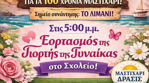 "Μαστιχάρι Δράσις": Πρόσκληση για τις εκδηλώσεις την Κυριακή 8/3