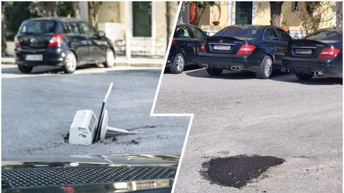 Έκλεισαν την επικίνδυνη λακκούβα στην οδό Αμερικής στην πόλη της Κω - Κάτοικοι είχαν βάλει μέσα κλιματιστικό