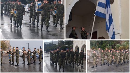 Υπό βροχή η έπαρση της Ελληνικής Σημαίας στο Διοικητήριο Κω για την 28η Οκτωβρίου