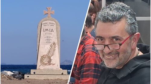 Eπιμνημόσυνη Δέηση στo Μνημείο των Ιμίων στην περιοχή Σκανδαρίου (Φάρος) που τοποθετήθηκε από το Εργαστήριο Ψηφιδωτών της Μητροπόλεως