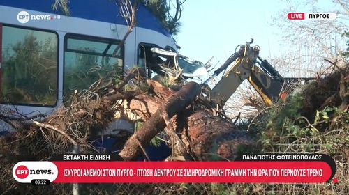 Πύργος Ηλείας: Δέντρο έπεσε σε τρένο προς Κατάκολο - Tραυματίστηκε ο μηχανοδηγός
