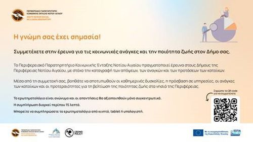 Διαδικτυακή έρευνα από το Περιφερειακό Παρατηρητήριο Κοινωνικής Ένταξης Νοτίου Αιγαίου