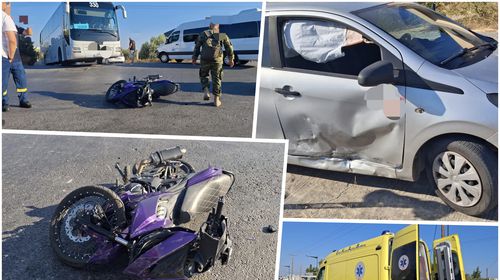 Tροχαίο στον Επαρχιακό: Σύγκρουση ΙΧ με δίκυκλο - Στο νοσοκομείο ο οδηγός