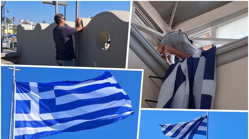 Τοποθέτηση νέων Ελληνικών σημαιών από τον Πρόεδρο της Κοινότητας Κω Σ. Χατζηπέτρο