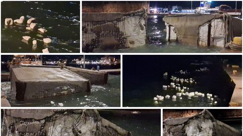 Η κακοκαιρία διέλυσε τα μπλόκια στο λιμάνι της Κω – Γέμισε η θάλασσα με δεκάδες μικρά κομμάτια