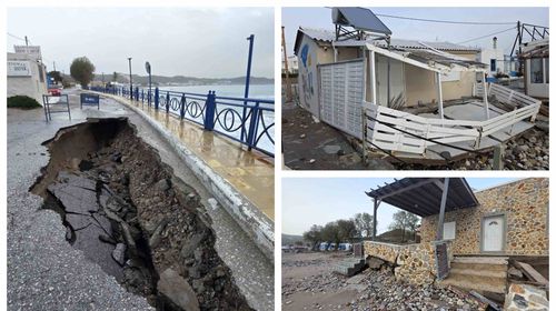 Nέες «πληγές» στην Κέφαλο από την χθεσινή κακοκαιρία: Kατέρρευσε νέο τμήμα του παραλιακού δρόμου - Ζημιές σε επιχειρήσεις