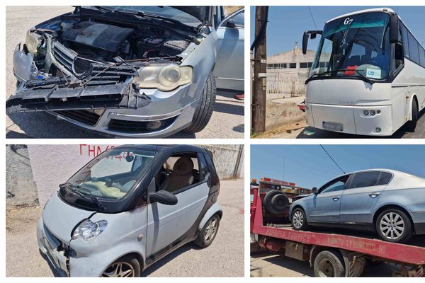 Tροχαίο στον Επαρχιακό – Σύγκρουση λεωφορείου με 2 αυτοκίνητα