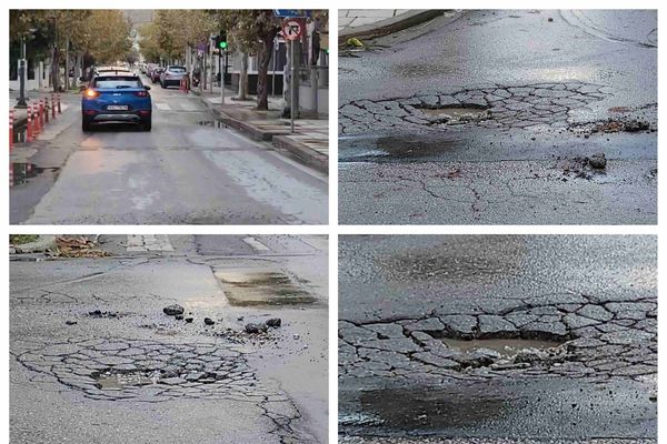 Βομβαρδισμένο τοπίο θυμίζει ο δρόμος στα φανάρια της Ελ. Βενιζέλου στην πόλη της Κω