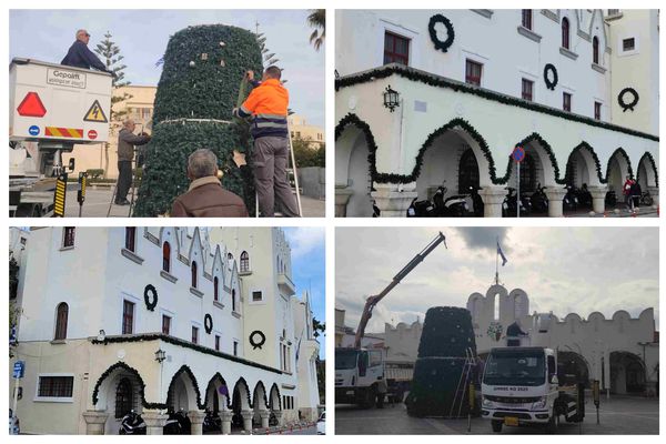 Συνεχίζονται οι εργασίες για την τοποθέτηση του χριστουγεννιάτικου στολισμού στην πόλη της Κω