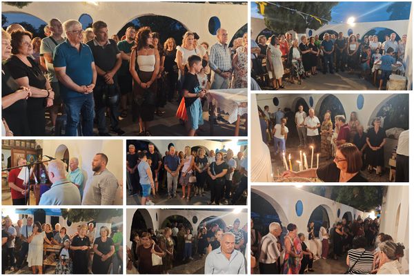 Πλήθος πιστών στο εξωκλήσι της Παναγίας Συντριανής για τον εσπερινό της Κοιμήσεως της Θεοτόκου