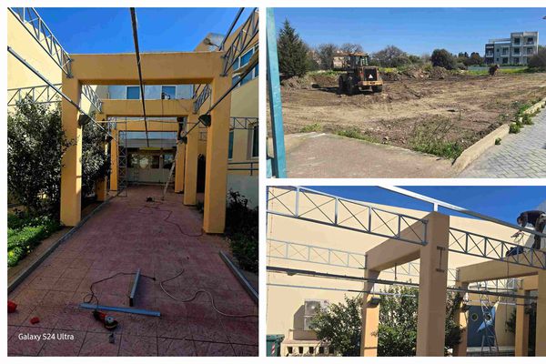 Π. Χατζηχριστοφής: Εργασίες στο 1ο Δημοτικό Σχολείο Κω (τοποθέτηση στεγάστρου και διαμόρφωση χώρου άθλησης)