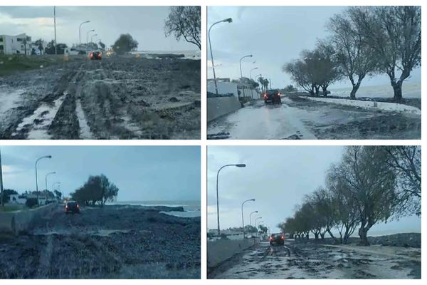 Προβλήματα στον παραλιακό δρόμο στο Τιγκάκι – Γέμισε φύκια και άμμο