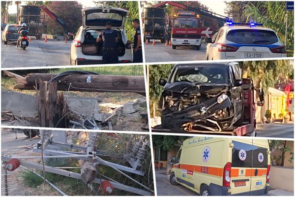 Τροχαίο στο Ψαλίδι: Βαν προσέκρουσε σε κολώνα της ΔΕΗ - Στο νοσοκομείο 3 άτομα 