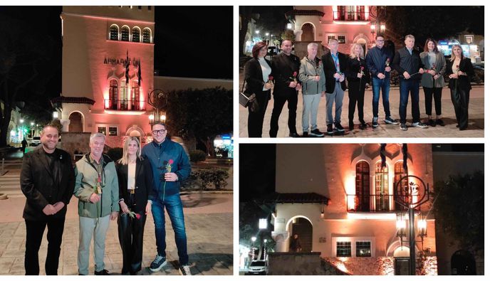 "Φωταγώγηση" του Δημαρχείου Κω για την Διεθνή Ημέρα Εξάλειψης της Βίας κατά των Γυναικών