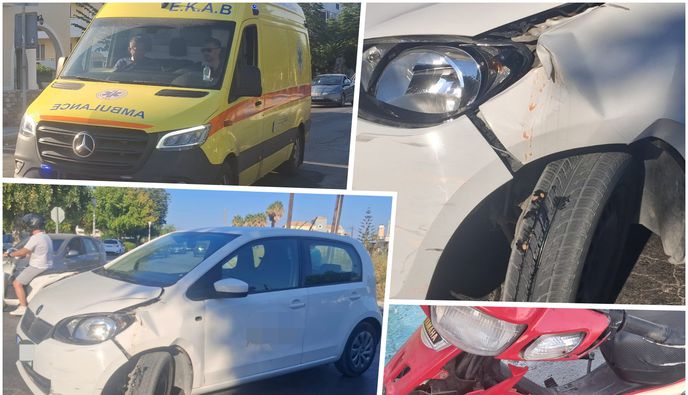 Tροχαίο στο κέντρο της Κω: Δίκυκλο συγκρούστηκε με ΙΧ αυτοκίνητο