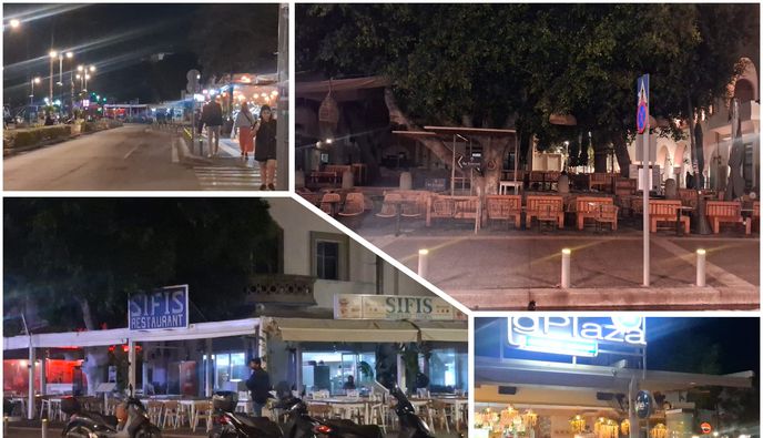 Νοέμβριο θύμισε το βράδυ το λιμάνι της Κω – Άδειοι δρόμοι και κλειστά καταστήματα λόγω καιρού 