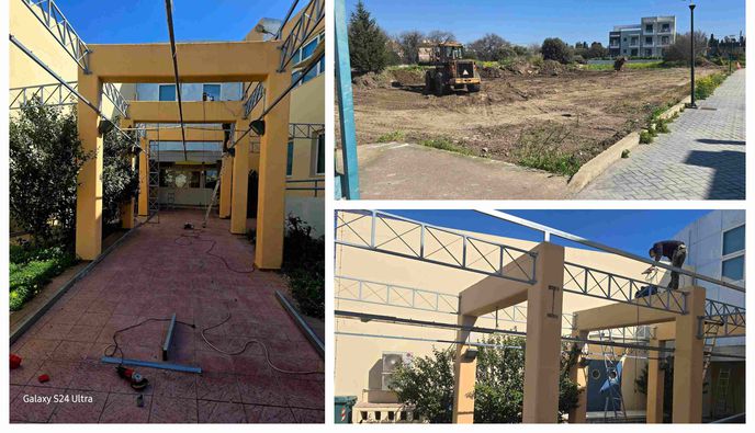 Π. Χατζηχριστοφής: Εργασίες στο 1ο Δημοτικό Σχολείο Κω (τοποθέτηση στεγάστρου και διαμόρφωση χώρου άθλησης)