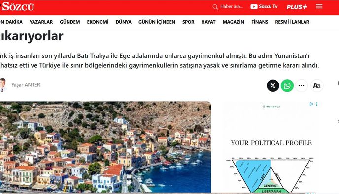 Στο στόχαστρο του τουρκικού Τύπου τα Δωδεκάνησα για τις αγοραπωλησίες ακινήτων 