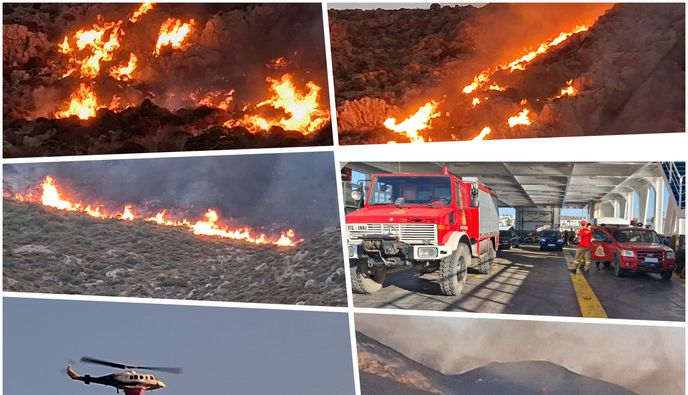 Συνεχίζεται η μάχη με τις φλόγες στην Κάλυμνο 