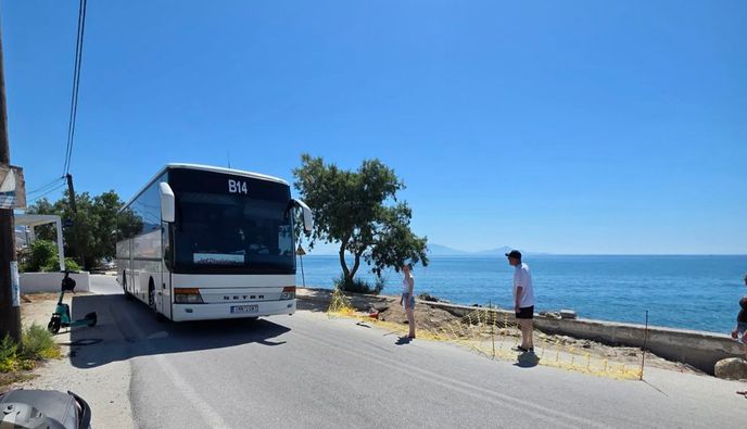 Καταγγελία του Σωματείου Τουρ. Λεωφορείων Κω στον Εισαγγελέα για τον επικίνδυνο παραλιακό δρόμο στην Καρδάμαινα