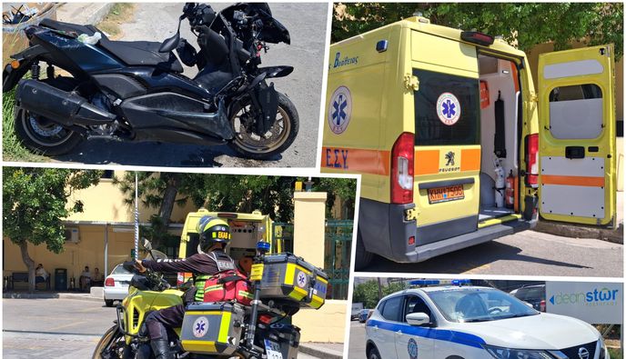 Τροχαίο στον Επαρχιακό: Σφοδρή σύγκρουση αυτοκινήτου με μηχανή 