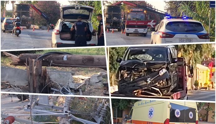 Τροχαίο στο Ψαλίδι: Βαν προσέκρουσε σε κολώνα της ΔΕΗ - Στο νοσοκομείο 3 άτομα 