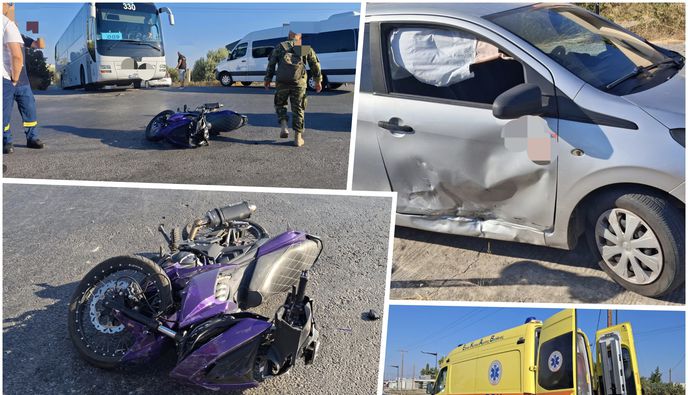 Tροχαίο στον Επαρχιακό: Σύγκρουση ΙΧ με δίκυκλο - Στο νοσοκομείο ο οδηγός