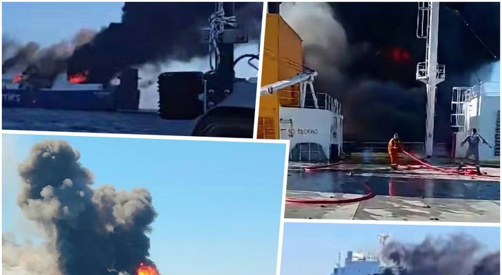 Φωτιά στο πλοίο "BLUE CARRIER 2": Μετέφερε αρκετά φορτία και για την Κω (ορισμένα κάηκαν ολοσχερώς)