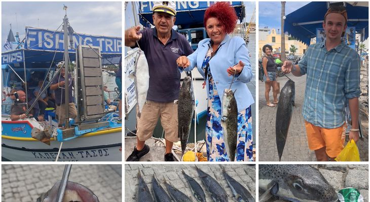 Τεράστιοι λαγοκέφαλοι άνω των 7 κιλών στη σημερινή ψαριά του Α. Ανδρουλή στην Κω