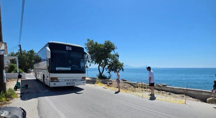 Καταγγελία του Σωματείου Τουρ. Λεωφορείων Κω στον Εισαγγελέα για τον επικίνδυνο παραλιακό δρόμο στην Καρδάμαινα