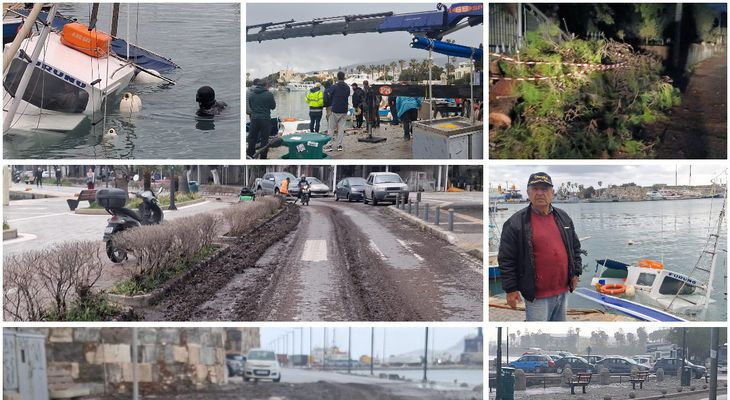 Νύχτα δοκιμασίας για την Κω από την κακοκαιρία «Erminio» (πτώσεις δέντρων, βυθίστηκε καΐκι κ.α.)