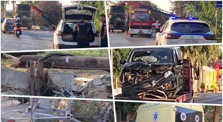 Τροχαίο στο Ψαλίδι: Βαν προσέκρουσε σε κολώνα της ΔΕΗ - Στο νοσοκομείο 3 άτομα 