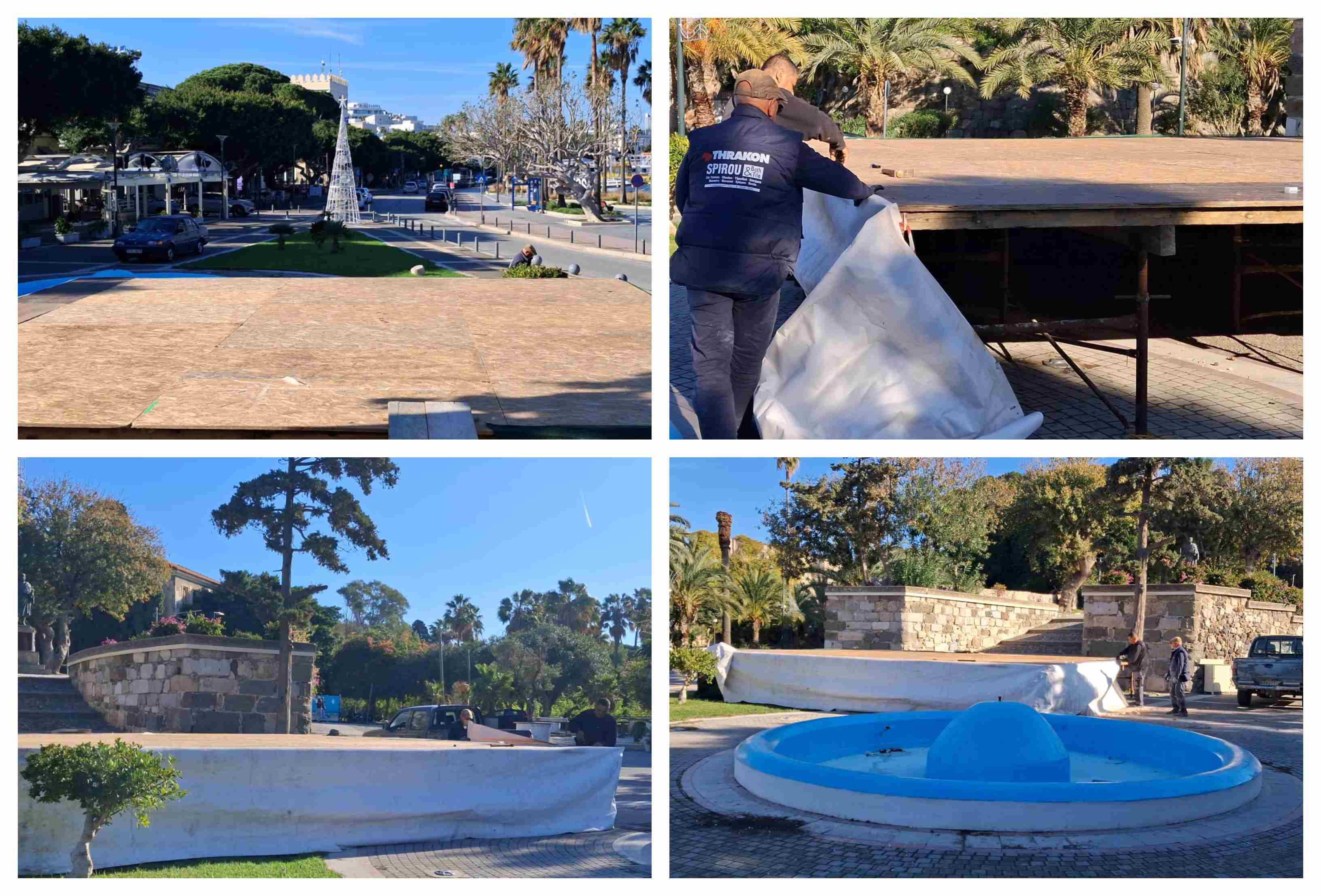 Προετοιμασίες για το σημερινό άναμμα του Χριστουγεννιάτικου δέντρου στο Λιμάνι της Κω