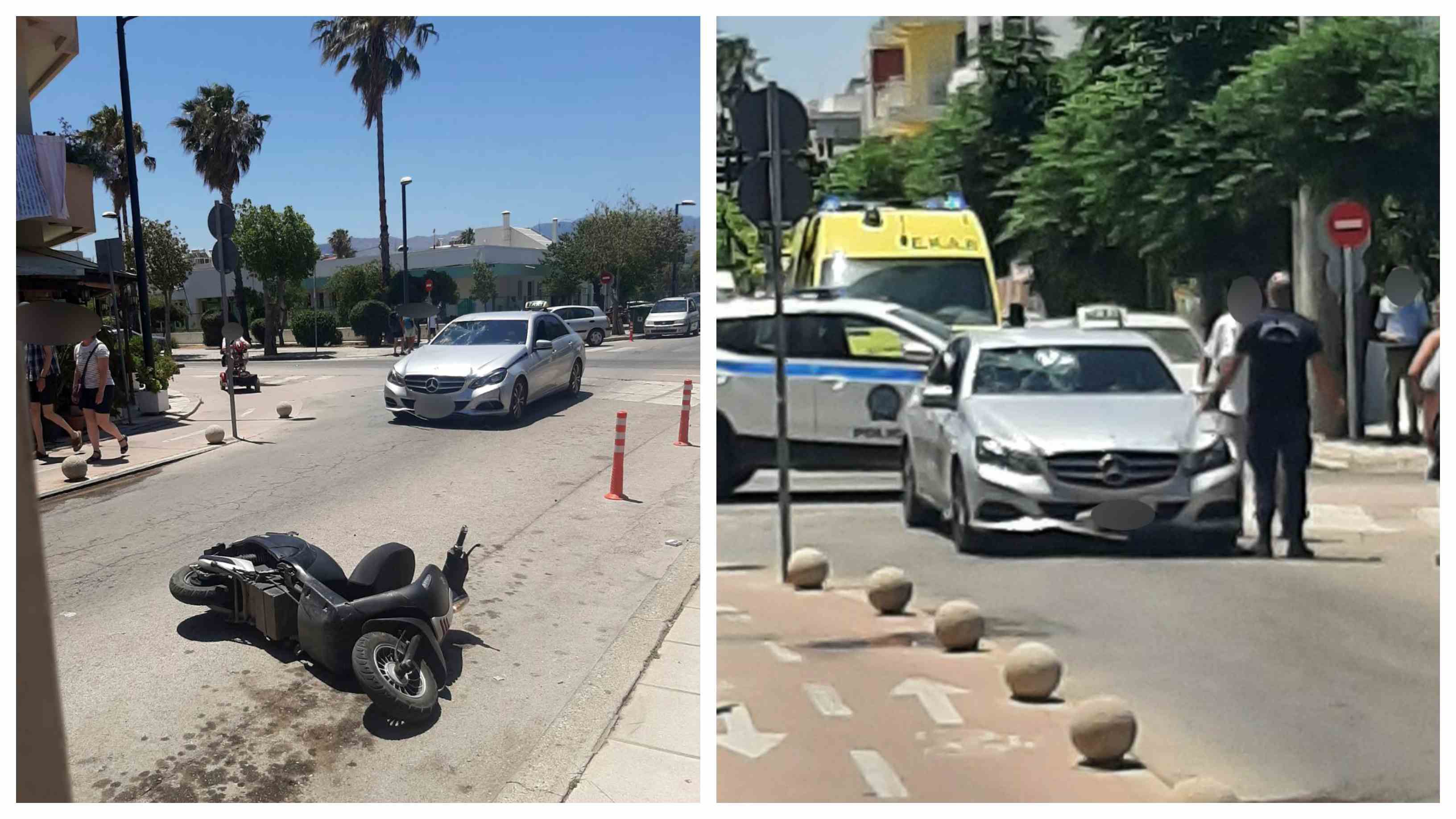Τροχαίο ατύχημα στην Αβέρωφ - Σύγκρουση δικύκλου με ταξί