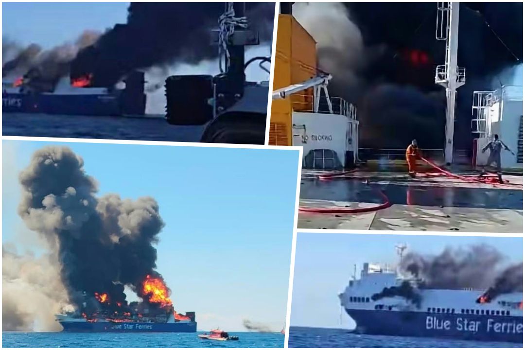 Φωτιά στο πλοίο "BLUE CARRIER 2": Μετέφερε αρκετά φορτία και για την Κω (ορισμένα κάηκαν ολοσχερώς)