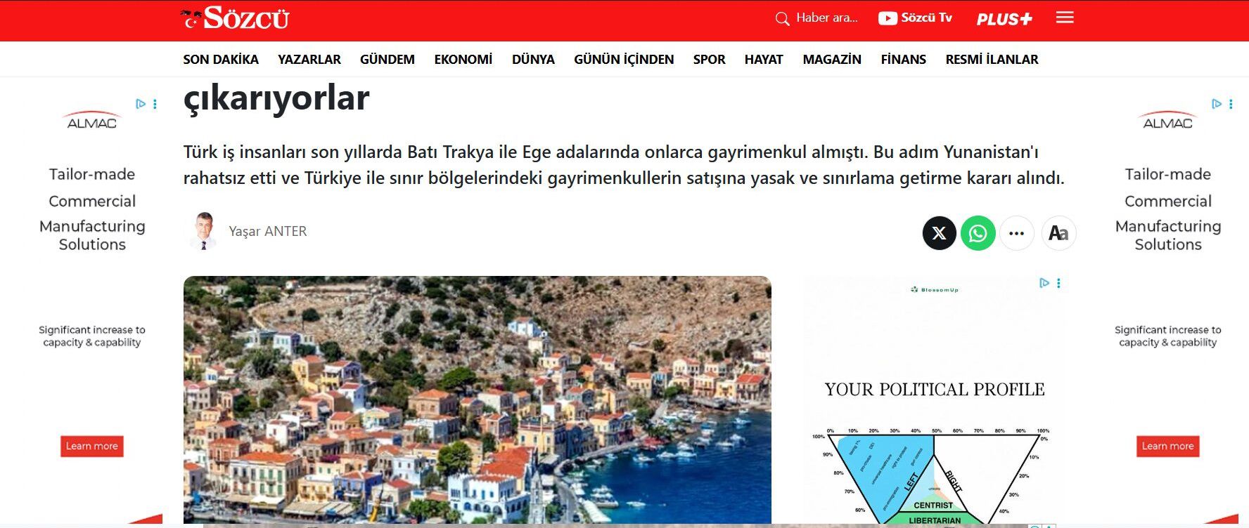 Στο στόχαστρο του τουρκικού Τύπου τα Δωδεκάνησα για τις αγοραπωλησίες ακινήτων 