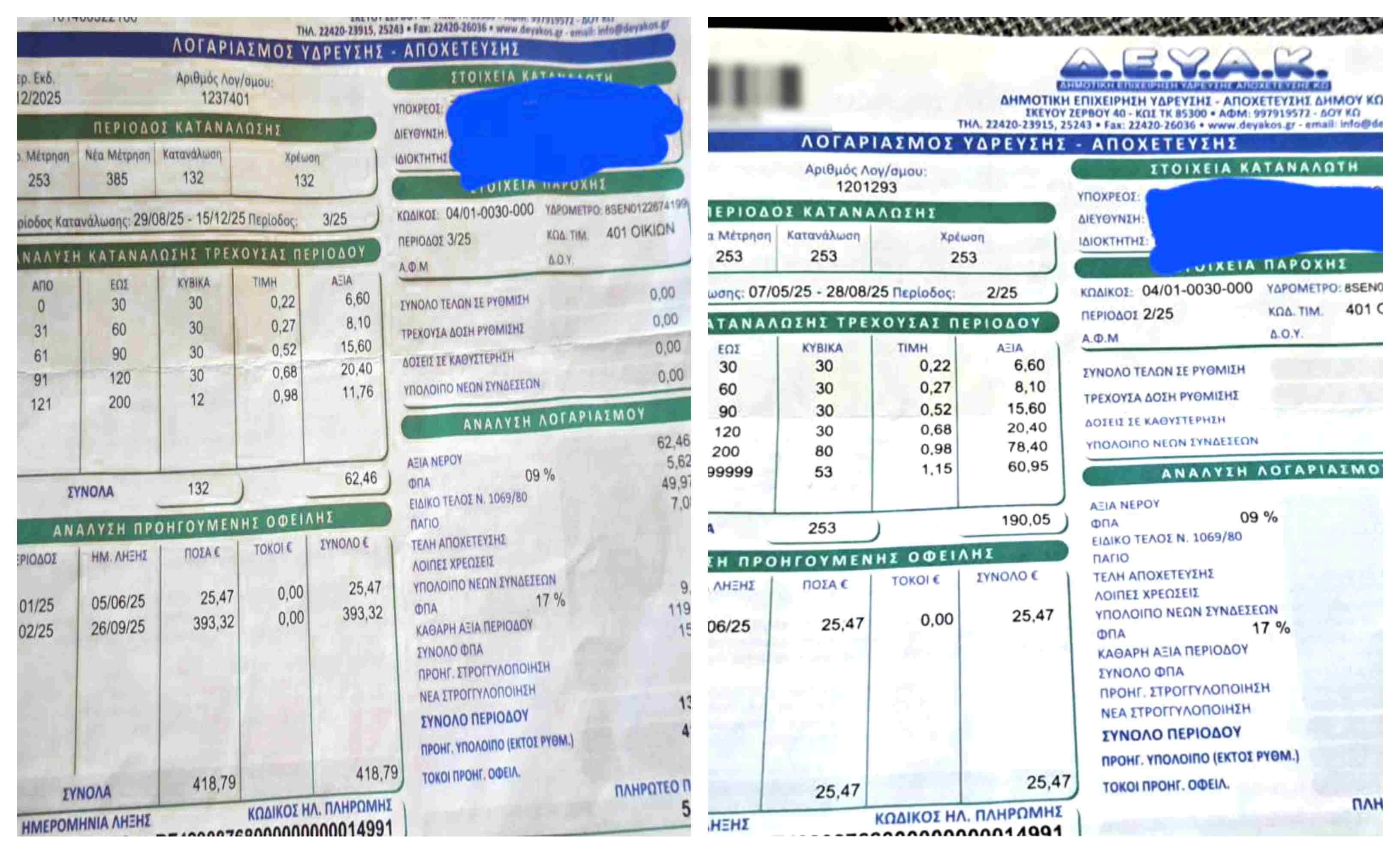 Καταγγελία από κάτοικο Αντιμάχειας για "εξαπάτηση" στους λογαριασμούς του νερού!