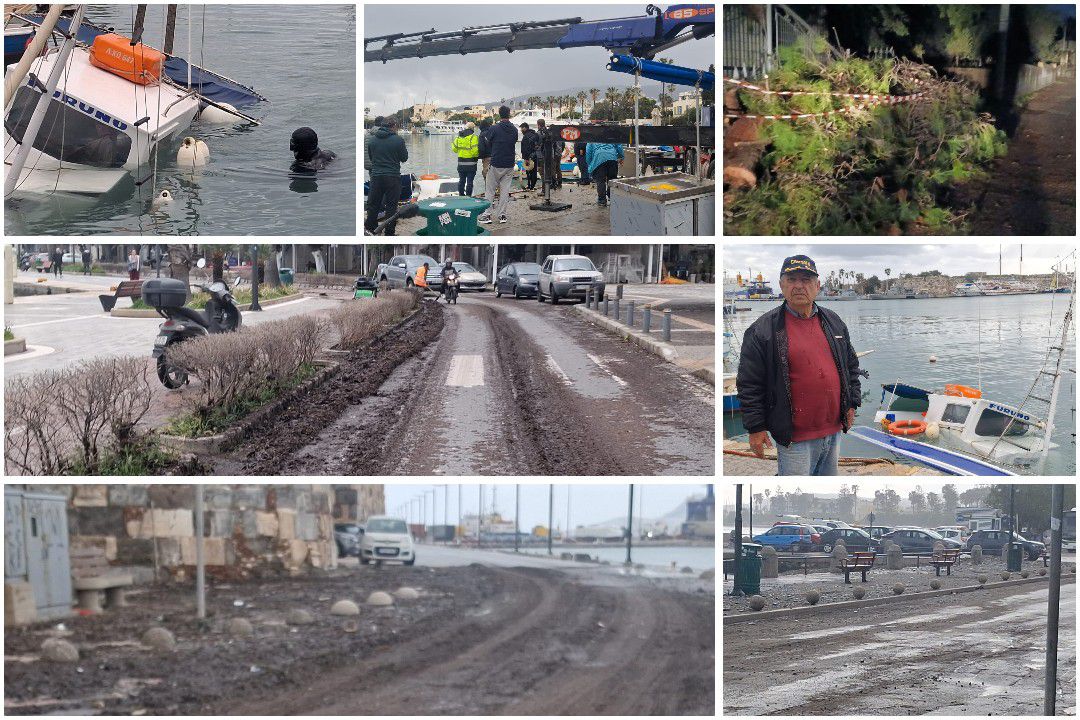 Νύχτα δοκιμασίας για την Κω από την κακοκαιρία «Erminio» (πτώσεις δέντρων, βυθίστηκε καΐκι κ.α.)