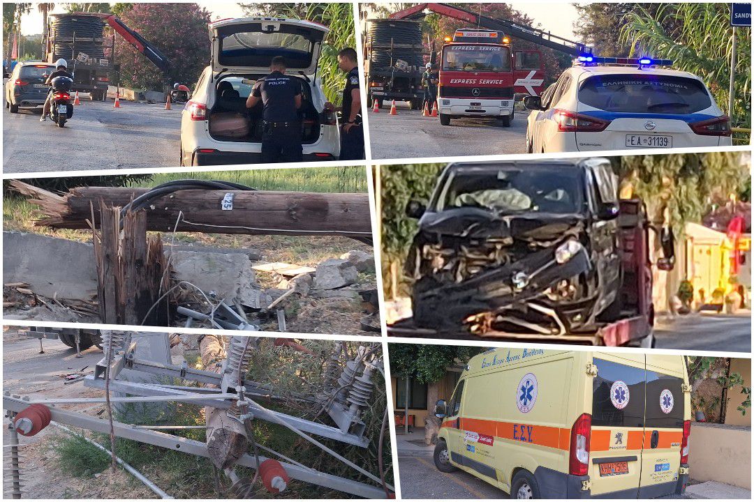 Τροχαίο στο Ψαλίδι: Βαν προσέκρουσε σε κολώνα της ΔΕΗ - Στο νοσοκομείο 3 άτομα 