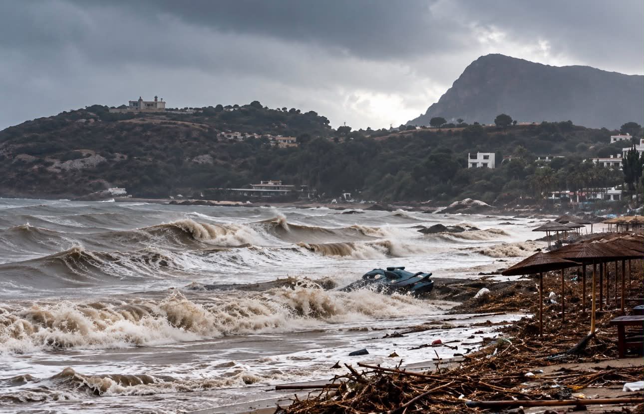 Νεκρός άνδρας στη Ρόδο από την κακοκαιρία – Παρασύρθηκε με το αυτοκίνητό του στη θάλασσα